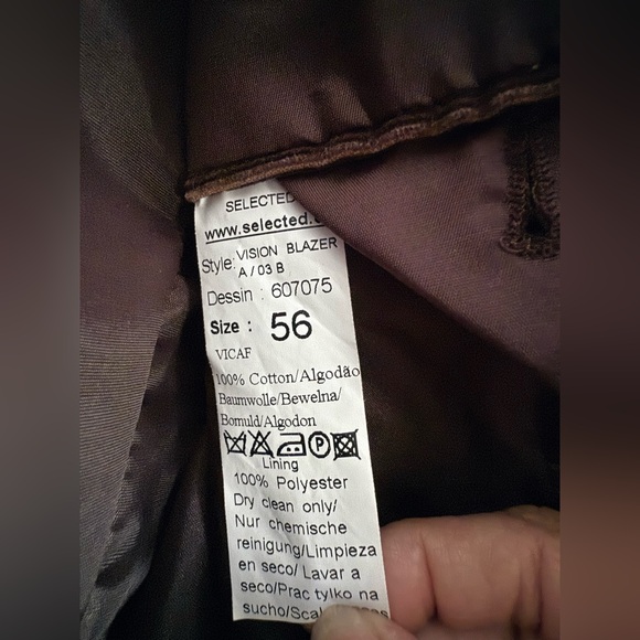 Selected Homme Y2K Brown Corduroy Striped Blazer Jacket‎ XXL Indie Sleaze EU 56 - Picture 10 of 11